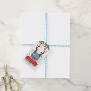 Christmas Blue Cat Funny Gift Tags