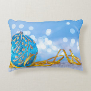 Christmas Blue Decor Ball Decorative Cushion