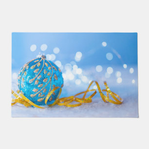 Christmas Blue Decor Ball Doormat