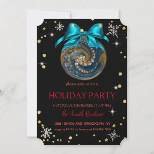Christmas blue decoration, diamonds and snowflakes invitation