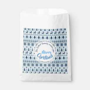 CHRISTMAS Blue Deer pattern personalised Favour Ba Favour Bag