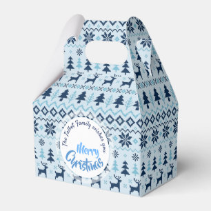 CHRISTMAS Blue Deer pattern personalised Favour G Box