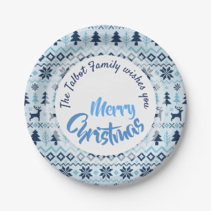 CHRISTMAS Blue Deer pattern personalised P Plate