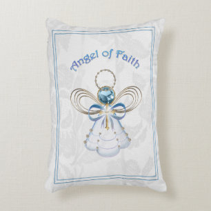 Christmas Blue Filigree Angel of Faith Decorative Cushion
