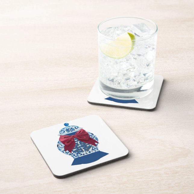 Christmas Blue Ginger Jar     Coaster (Right Side)
