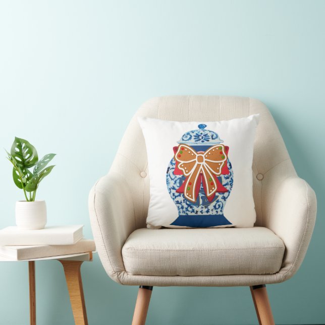 Christmas Blue Ginger Jar     Cushion (Chair)