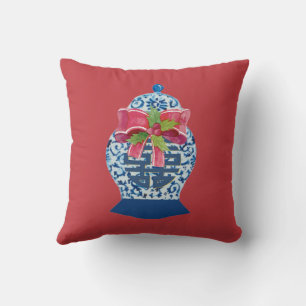 Christmas Blue Ginger Jar     Cushion