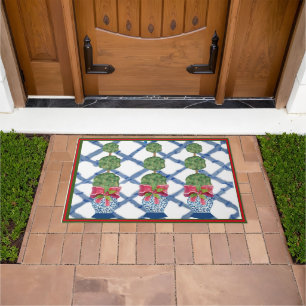 Christmas Blue Ginger Jars Doormat Welcome Mat