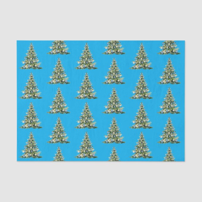 Christmas Blue Ginger Jars Tissue Paper (Front)