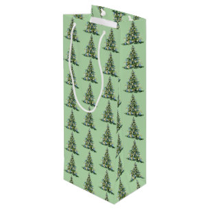 Christmas Blue Ginger Jars Wine Gift Bag