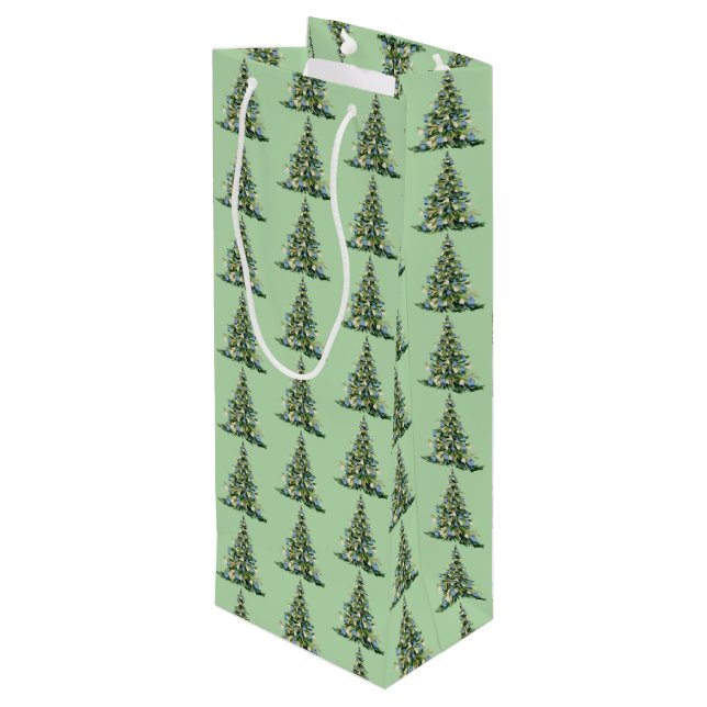 Christmas Blue Ginger Jars Wine Gift Bag (Back Angled)
