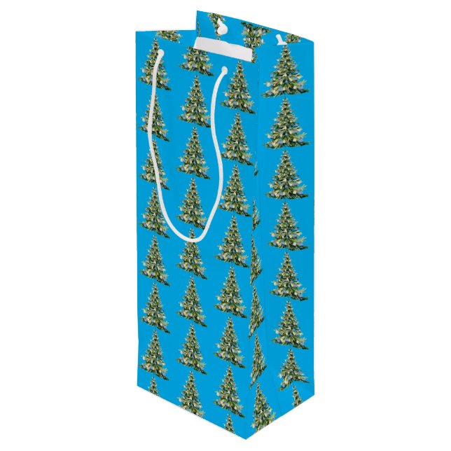 Christmas Blue Ginger Jars Wine Gift Bag (Back Angled)