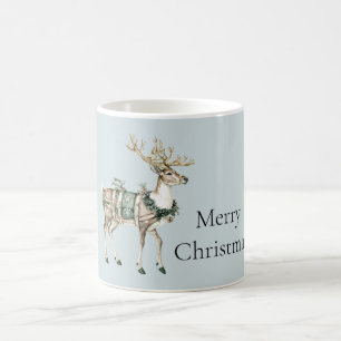 Christmas Blue Green Deer Coffee Mug