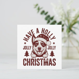 Christmas Blue Heeler Holly Jolly Dog Mum Vintage  Holiday Card