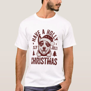 Christmas Blue Heeler Holly Jolly Dog Mum Vintage T-Shirt