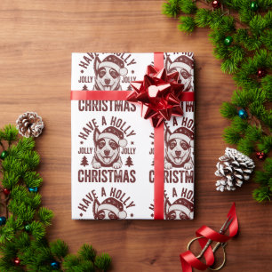 Christmas Blue Heeler Holly Jolly Dog Mum Vintage Wrapping Paper