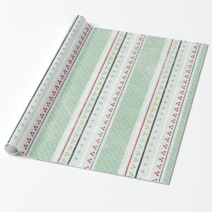 Christmas Blue Holiday Stripe Strip Wrapping Paper