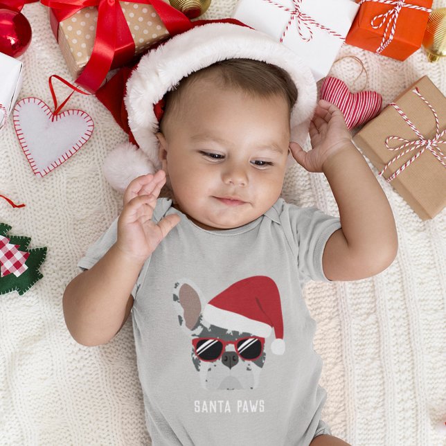 Christmas Blue Merle French Bulldog Baby Bodysuit (Creator Uploaded)