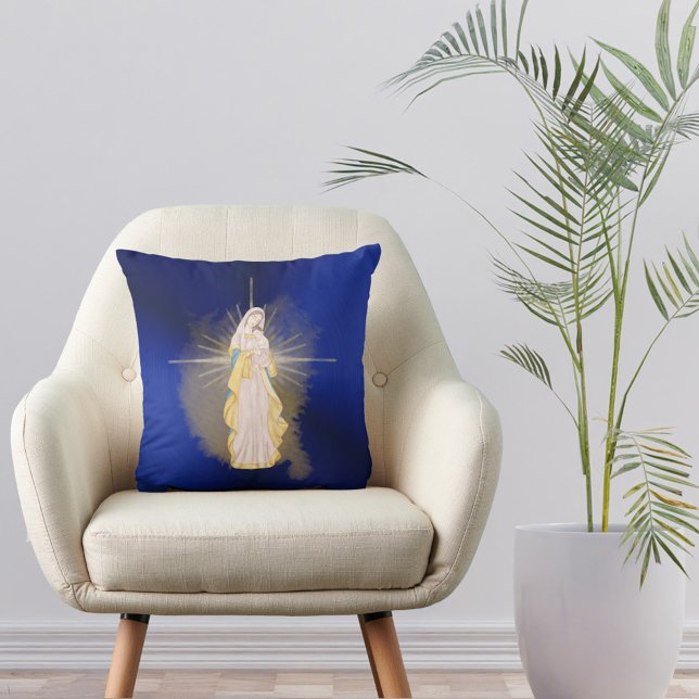 Christmas Blue Nativity Watercolor Cushion (Creator Uploaded)