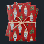 Christmas Blue Nutcrackers on Red  Wrapping Paper Sheet<br><div class="desc">Christmas Nutcracker</div>