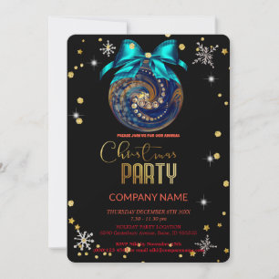 Christmas  blue ornament diamonds, snowflakes invitation