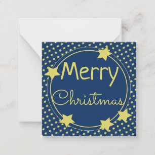 Christmas Blue Paper Note Flat Card With Stars
