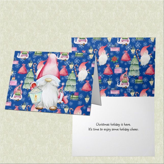 Christmas Blue Pattern Santa Gnome for the Holiday Card (Christmas Blue Pattern Santa Gnome for the Holiday Card)