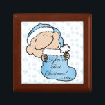 Christmas Blue Plaid Baby 1st Keepsake Box<br><div class="desc">Sweet container to hold your treasures. 1st Christmas Blue Plaid Baby. Personalise by deleting message and adding your own. Use your favourite font style, colour and size. Design elements can be transferred to other Zazzle products. Always adjust and check for perfect fit when transferring designs. Merry Christmas! Size: Small 5.125"...</div>