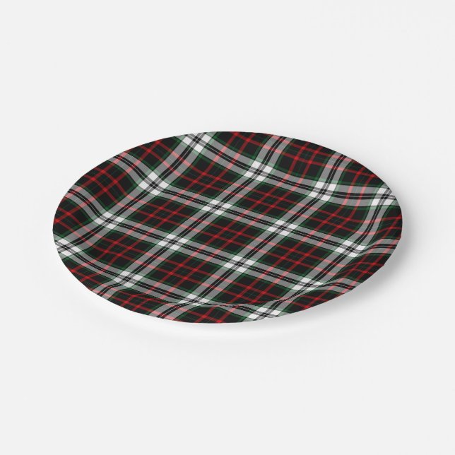 Christmas Blue, Red & Green Tartan Plaid Paper Plate (Angled)