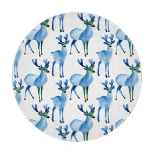 Christmas Blue Reindeer Cutting Board