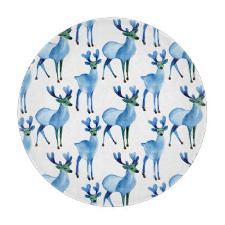 Christmas Blue Reindeer Cutting Board