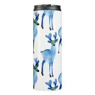 Christmas Blue Reindeer Thermal Tumbler