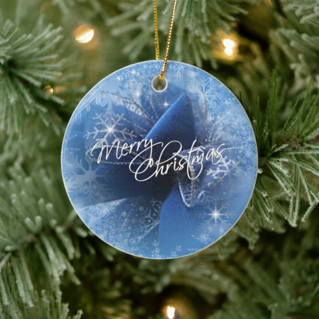 Christmas Blue Ribbon Ornament (Tree)