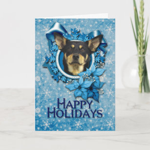 Christmas - Blue Snowflake - Australian Kelpie Holiday Card