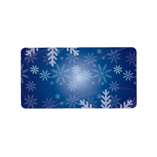 Christmas Blue Snowflake Background Label (Front)