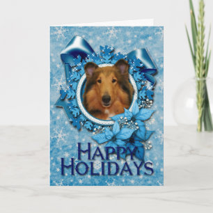 Christmas - Blue Snowflake - Collie - Natalie Holiday Card
