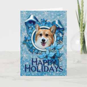Christmas - Blue Snowflake - Corgi - Owen Holiday Card