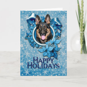 Christmas - Blue Snowflake -German Shepherd - Kuno Holiday Card