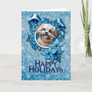 Christmas - Blue Snowflake - ShihPoo - Maggie Holiday Card