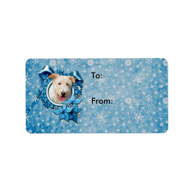 Christmas - Blue Snowflake Wire Fox Terrier Hailey Label (Front)