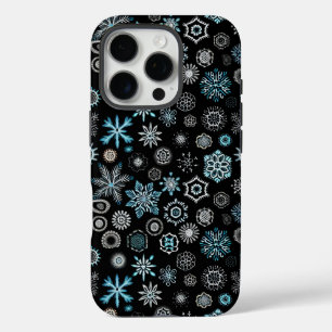 Christmas Blue Snowflakes iPhone 16 Pro Case