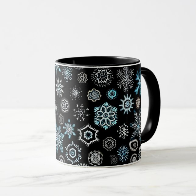 Christmas Blue Snowflakes Mug (Front Right)