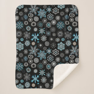 Christmas Blue Snowflakes Sherpa Blanket