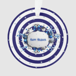 Christmas Blue Striped Ornament