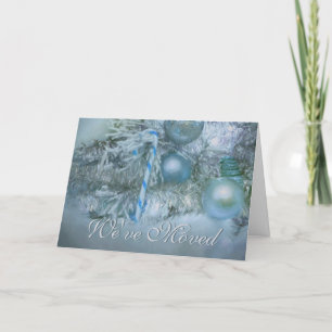 Christmas Blue Teal Holiday Ornaments We've Moved Announcement