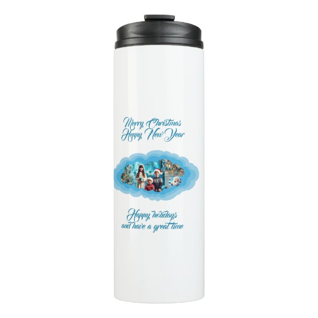 Christmas blue thermal tumbler (Front)