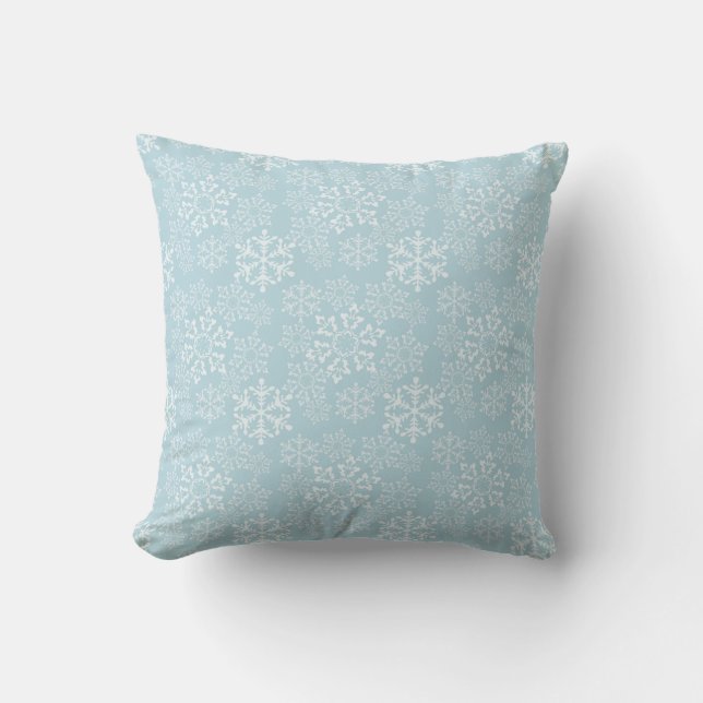 Christmas Blue White Snowflakes Cushion (Front)