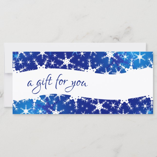 Christmas Blue Winter Snowflakes Gift Certificate (Front)