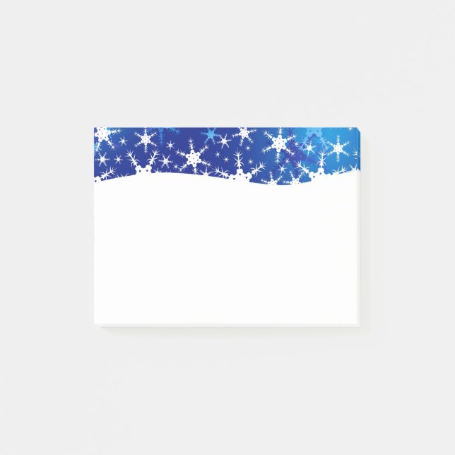 Christmas Blue Winter Snowflakes Post-it Notes (Front)