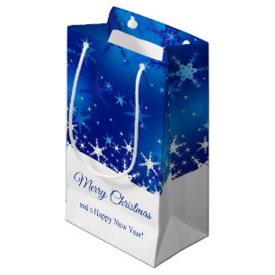 Christmas Blue Winter Snowflakes Small Gift Bag